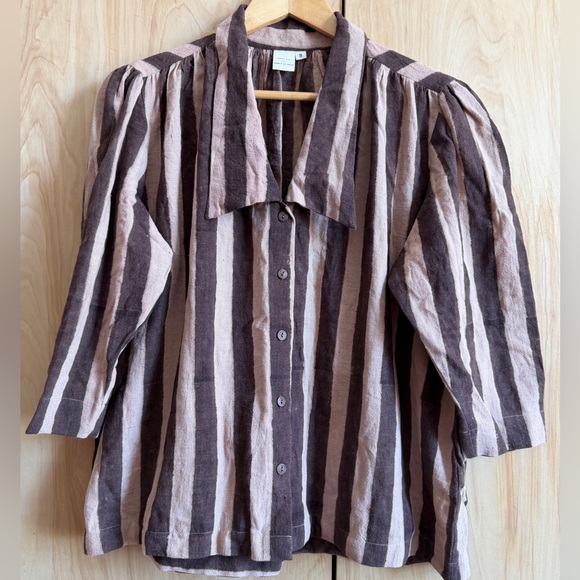 World Of Crow Tops - Striped Women's Top - Brown and Cream